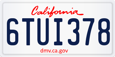 CA license plate 6TUI378