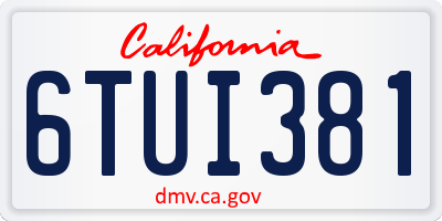 CA license plate 6TUI381