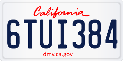 CA license plate 6TUI384