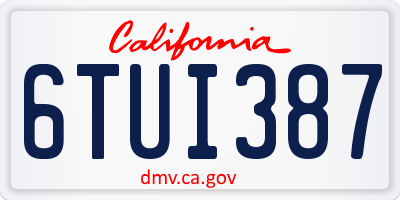 CA license plate 6TUI387