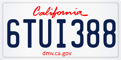 CA license plate 6TUI388