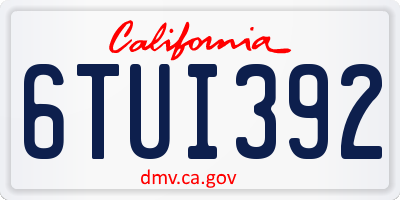 CA license plate 6TUI392