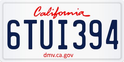 CA license plate 6TUI394