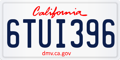 CA license plate 6TUI396