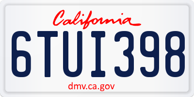 CA license plate 6TUI398