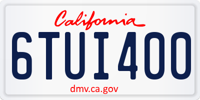 CA license plate 6TUI400
