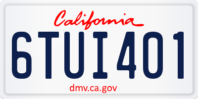 CA license plate 6TUI401