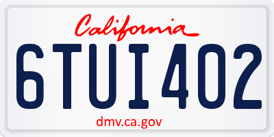 CA license plate 6TUI402