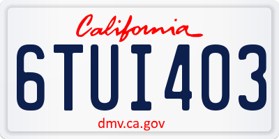 CA license plate 6TUI403