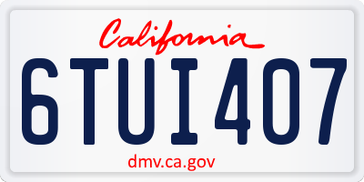 CA license plate 6TUI407