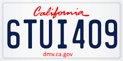 CA license plate 6TUI409