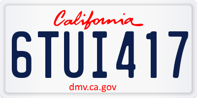 CA license plate 6TUI417