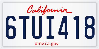 CA license plate 6TUI418