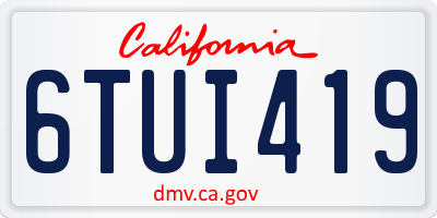 CA license plate 6TUI419