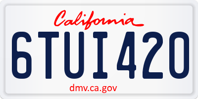 CA license plate 6TUI420
