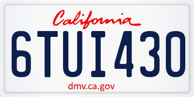 CA license plate 6TUI430