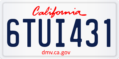 CA license plate 6TUI431