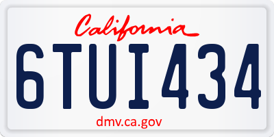 CA license plate 6TUI434