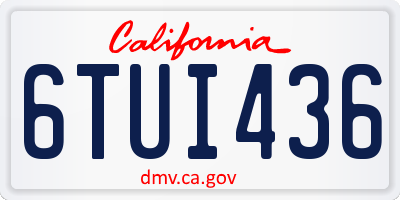 CA license plate 6TUI436