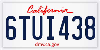 CA license plate 6TUI438