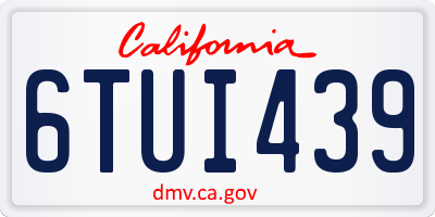 CA license plate 6TUI439