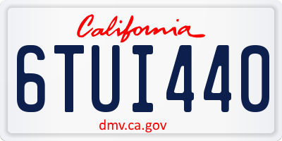 CA license plate 6TUI440