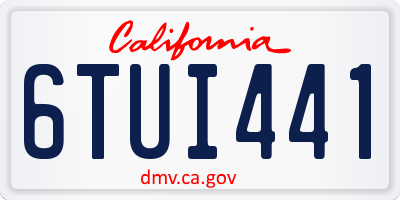 CA license plate 6TUI441