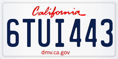 CA license plate 6TUI443