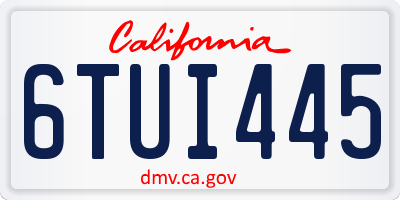 CA license plate 6TUI445