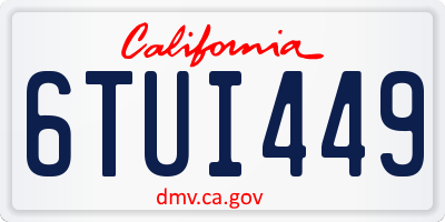 CA license plate 6TUI449