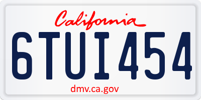 CA license plate 6TUI454