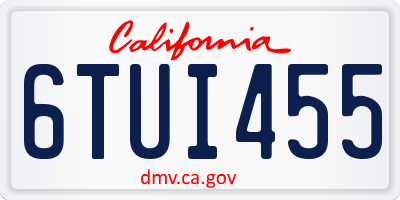 CA license plate 6TUI455