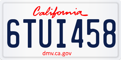 CA license plate 6TUI458