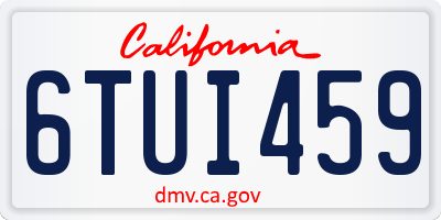 CA license plate 6TUI459
