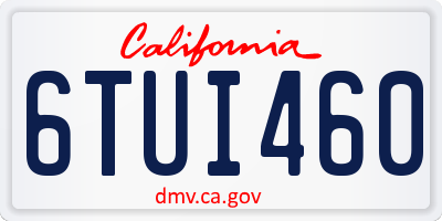 CA license plate 6TUI460