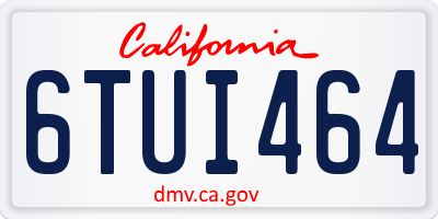 CA license plate 6TUI464