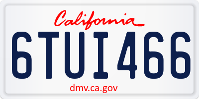 CA license plate 6TUI466