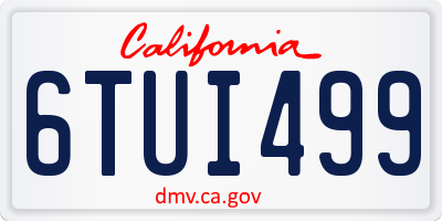CA license plate 6TUI499