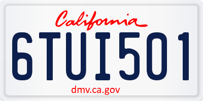 CA license plate 6TUI501