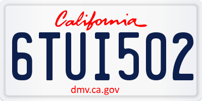 CA license plate 6TUI502