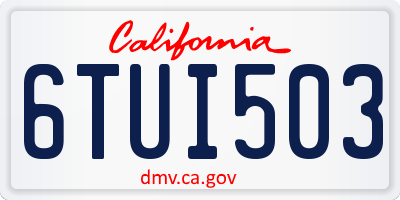 CA license plate 6TUI503