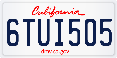 CA license plate 6TUI505