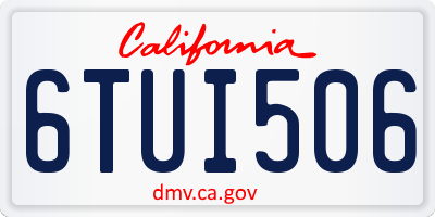 CA license plate 6TUI506