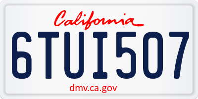 CA license plate 6TUI507