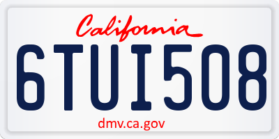 CA license plate 6TUI508