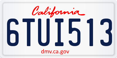 CA license plate 6TUI513