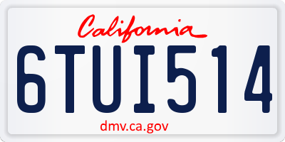 CA license plate 6TUI514