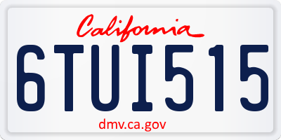 CA license plate 6TUI515