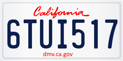 CA license plate 6TUI517