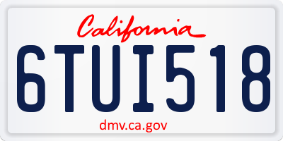 CA license plate 6TUI518